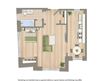studio floor plan rendering at the dahlia apartments in washington dc